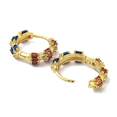 Rack Plating Brass Micro Pave Cubic Zirconia Hoop Earrings for Women EJEW-A038-06G-02-1