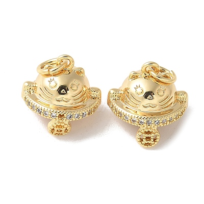Brass Micro Pave Clear Cubic Zirconia Pendants KK-Q031-22G-1