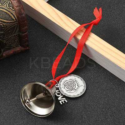 Word Love Alloy Sublimation Printing Round Ornament HJEW-JM02214-1