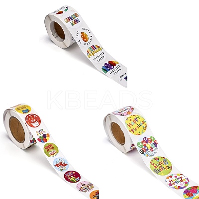 3 Roll 3 Style Self Adhesive Paper Stickers DIY-SZ0003-07-1