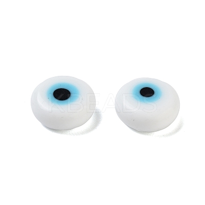 Handmade Evil Eye Lampwork Flat Round Bead LAMP-L058-8MM-14A-1