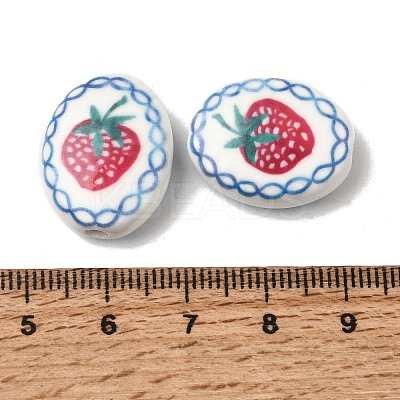 Hand Painted Oval Porcelain Beads PR-CBA03B0-01D-1