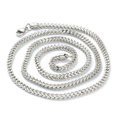 Non-Tarnish 304 Stainless Steel Wheat Chain Necklaces NJEW-I245-08C-P-1