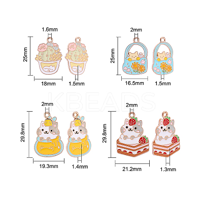 20Pcs 4 Style Alloy Enamel Pendants ENAM-CJ0001-111-1
