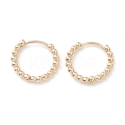 Rack Plating Brass Beaded Huggie Hoop Earrings for Women X-KK-D069-09G-RS-1