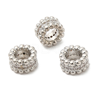 Rack Plating Brass Cubic Zirconia European Beads KK-R147-05P-1