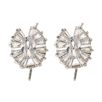 Brass Cubic Zirconia Stud Earrings Findings KK-R217-16P-1