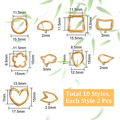 20Pcs 10 Style 304 Stainless Steel Linking Rings STAS-UN0045-29-1