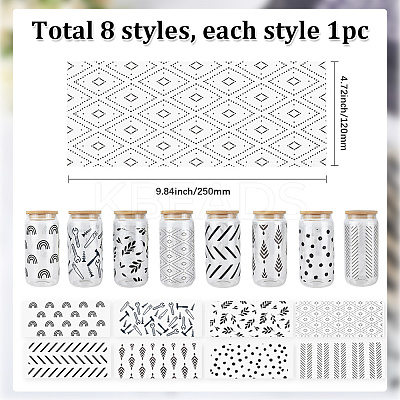 8Pcs 8 Styles PVC Plastic Waterproof Decorative Sticker Labels DIY-SP0004-93A-1