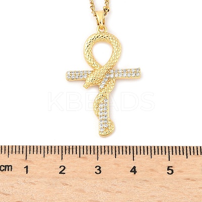 304 Stainless Steel Micro Pave Clear Cubic Zirconia Pendant Necklaces for Women LS-NJEW-U047-01C-G-1