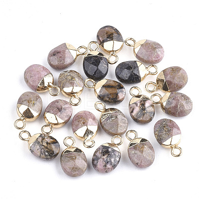 Electroplate Natural Rhodonite Charms G-S344-09B-1