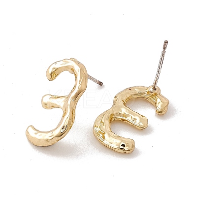 Brass Number Stud Earrings with 925 Sterling Silver Pins for Women LS-EJEW-A077-01C-1