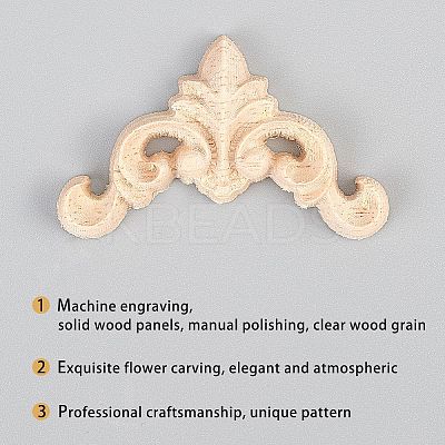 24Pcs Rubber Wood Carved Onlay Applique WOOD-FH0001-86-1