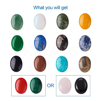 14Pcs 14 Style Mixed Gemstone Cabochons G-FW0001-06-1