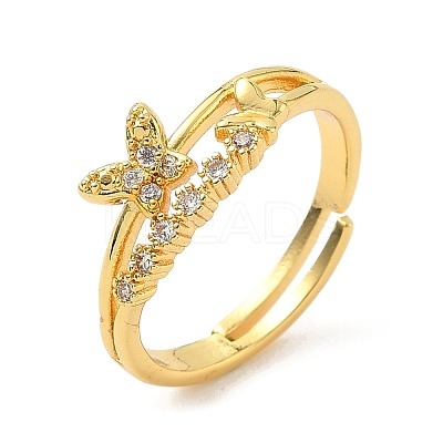 Brass Micro Pave Cubic Zirconia Finger Rings RJEW-H258-13G-1