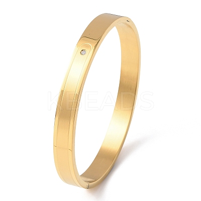 304 Stainless Steel Micro Pave Clear Cubic Zirconia Bangles for Women BJEW-B161-04G-1