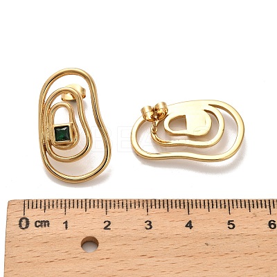 304 Stainless Steel Rhinestone Stud Earrings EJEW-P316-14G-1