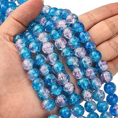 Spray Painted Crackle Glass Beads Strands LS-CCG-Q001-10mm-19-1