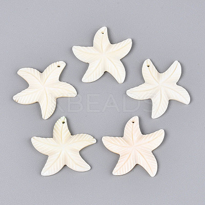 Natural Freshwater Shell Carved Pendants SHEL-N038-34-1