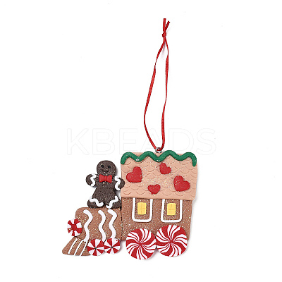 Christmas Car Handmade Polymer Clay Pendant Decorations HJEW-P017-03E-1