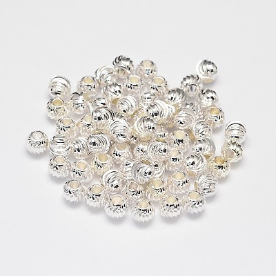 Rack Plating Brass Corrugated Round Spacer Beads LS-KK-I600-6mm-S-RS-1