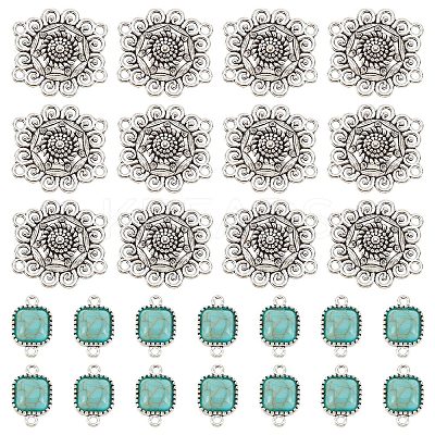 20Pcs Tibetan Style Alloy Flower Multi-Strand Links FIND-SC0003-65-1