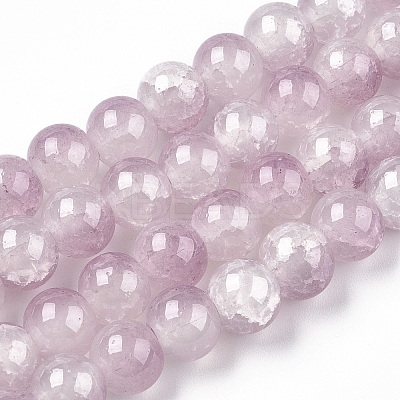 Crackle Baking Paint Imitation Jade Glass Beads Strands DGLA-T003-10mm-04-1