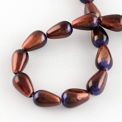 Teardrop Spray Painted Glass Beads Strands DGLA-R042-21-1