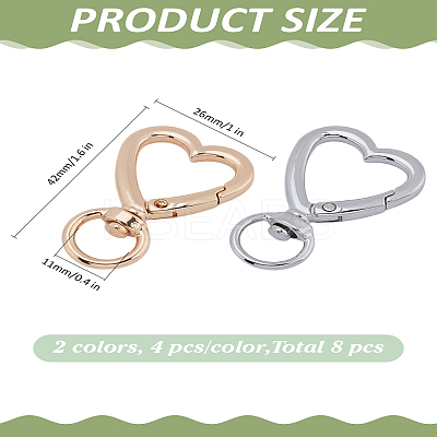 8Pcs 2 Colors Heart Alloy Swivel Clasps FIND-LP0004-44-1