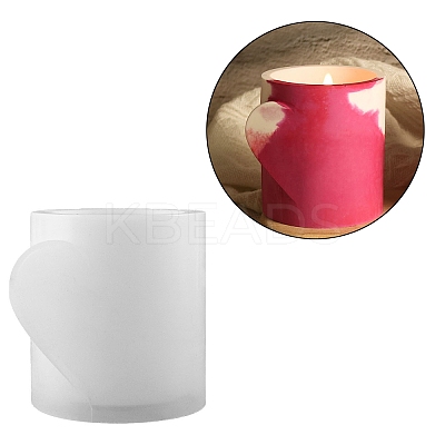 Valentine's Day Theme Column with Heart DIY Candle Cup Silicone Molds DIY-G098-02A-1