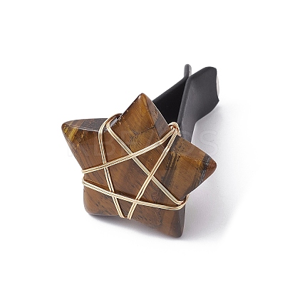 Wire Wrapped Star Natural Gemstone Car Air Vent Clips JEWB-BR00138-1