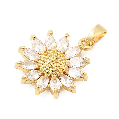 Brass Micro Pave Clear Cubic Zirconia Pendants KK-G542-04G-02-1