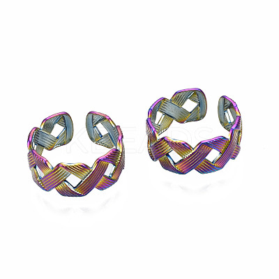 Ribbon Braided Shape Cuff Rings RJEW-N038-019-1