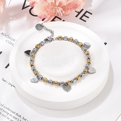 Punk Style 304 Stainless Steel Column Link Charm Bracelets for Women BJEW-C089-14GP-1