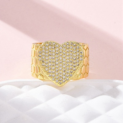 Brass Micro Pave Clear Cubic Zirconia Cuff Rings for Women RJEW-H248-08G-03-1