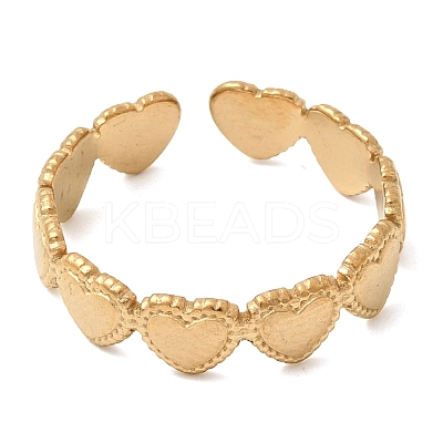 Heart 304 Stainless Steel Cuff Open Rings for Women RJEW-A091-14G-1