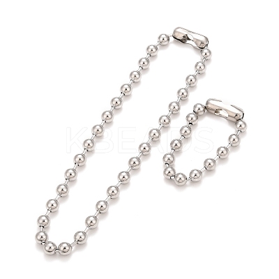 Tarnish Resistant 304 Stainless Steel Ball Chain Necklace & Bracelet Set STAS-D181-02P-02B-1