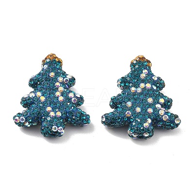 Christmas Tree Polymer Clay Rhinestone Beads CLAY-NH0001-10C-1