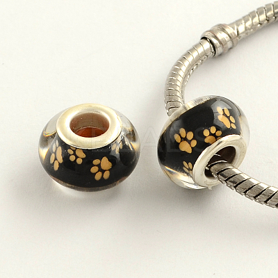 Large Hole Dog Paw Prints Pattern Resin European Beads OPDL-Q128-12A-1