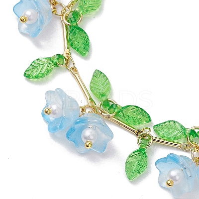 Flower Glass & Acrylic Charm Bracelets BJEW-JB10443-01-1
