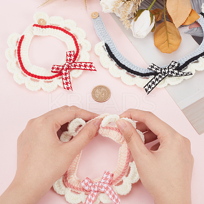 3Pcs 3 Colors Wool Woven Cat Collars AJEW-FG0002-66-1