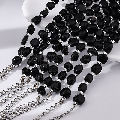 Natural Obsidian Beaded Bracelets for Women G-P563-07P-14-1