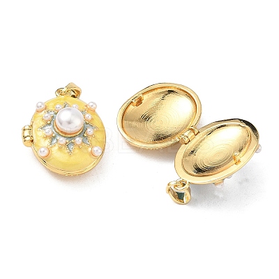 Brass Enamel Locket Pendants KK-F923-02C-G-1