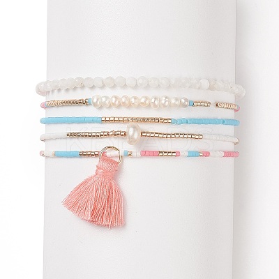 Glass Seed Beads Stretch Bracelet Sets BJEW-JB08955-1