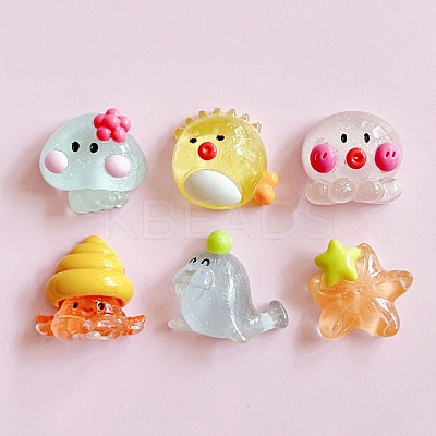 Transparent Glitter Ocean Resin Cabochon CRES-I050-04-1