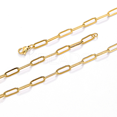 201 Stainless Steel Paperclip Chain Necklaces for Women LS-KC1989-1
