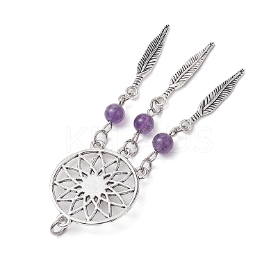 5Pcs 5 Styles Natural Dyed Agate & Rose Quartz & Tiger Eye & Amethyst & Synthetic Howlite Big Pendants PALLOY-JF02784-1