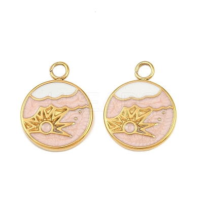 304 Stainless Steel with Enamel Pendants STAS-Z166-11G-02-1