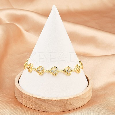 Brass Micro Pave Clear Cubic Zirconia Link Chain Bracelets for Women BJEW-A090-09B-G-1