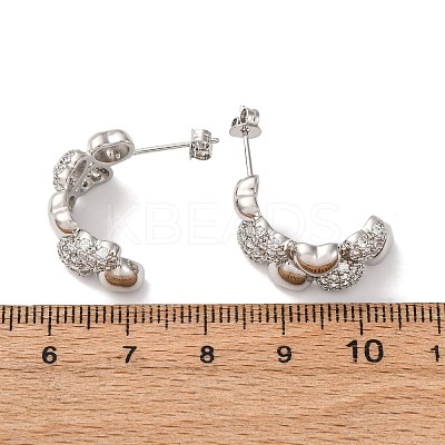Brass Micro Pave Clear Cubic Zirconia Stud Earrings EJEW-D322-07P-02-1
